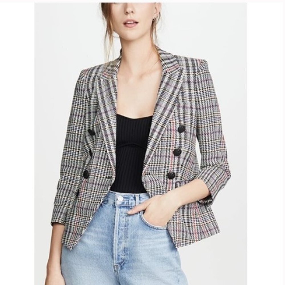 Veronica Beard Double Breasted Plaid Empire Dickey Blazer Jacket Size 2